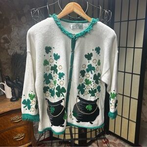 RARE VTG Design Options St. Patrick's Day Themed Cardigan: XL